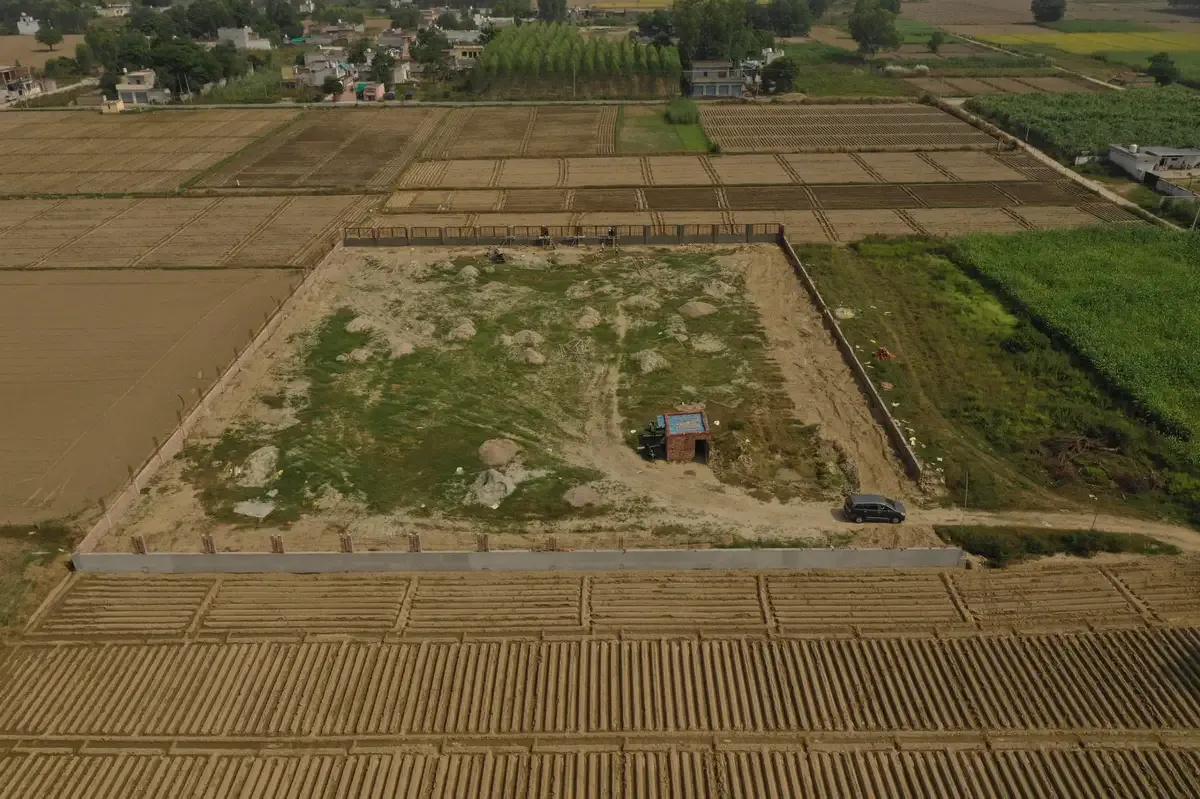 Aerial view of the dairy farm site
