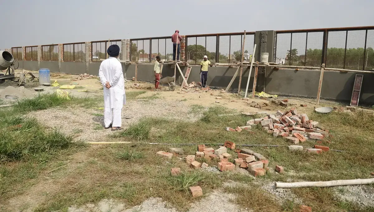 Construction at the dairy farm site