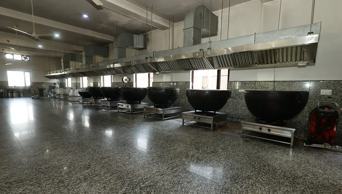 Cooking hall with large Langar cauldrons, Pur Heeran