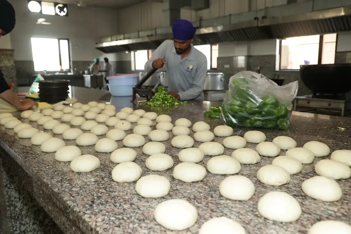 Dough being prepared for Pizza Langar